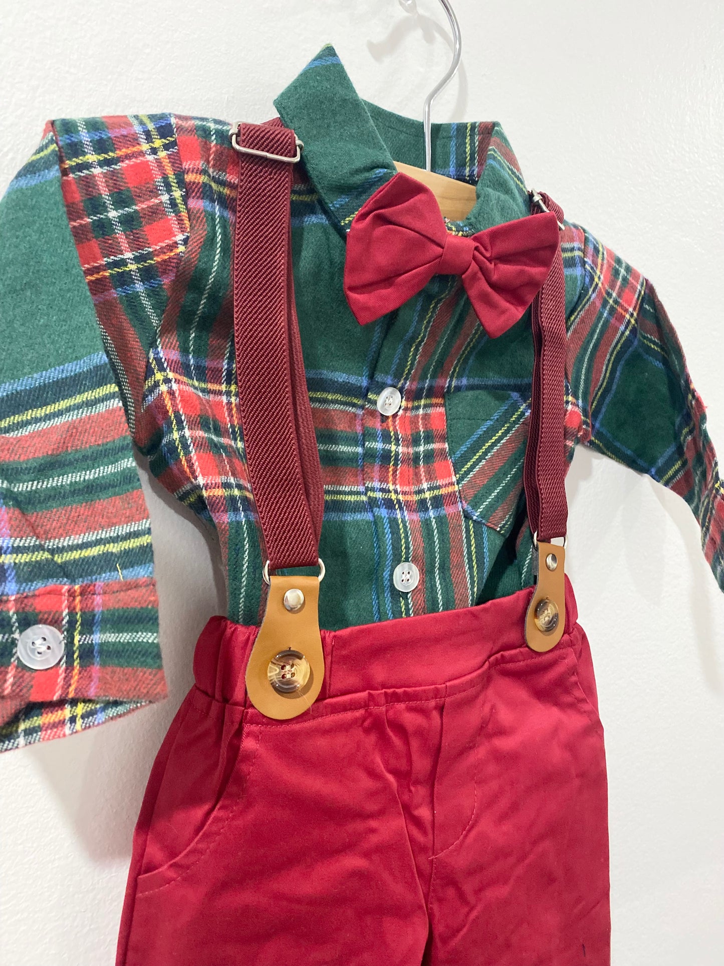 Baby Boy’s Plaid Overall Set