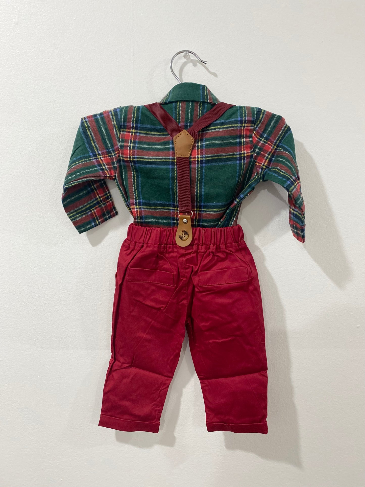 Baby Boy’s Plaid Overall Set