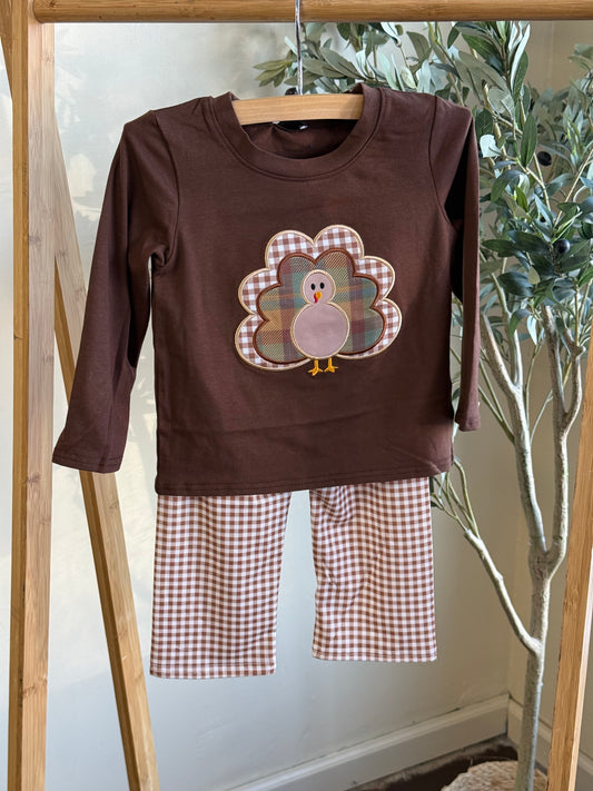 Brown Turkey Gingham Pant Set
