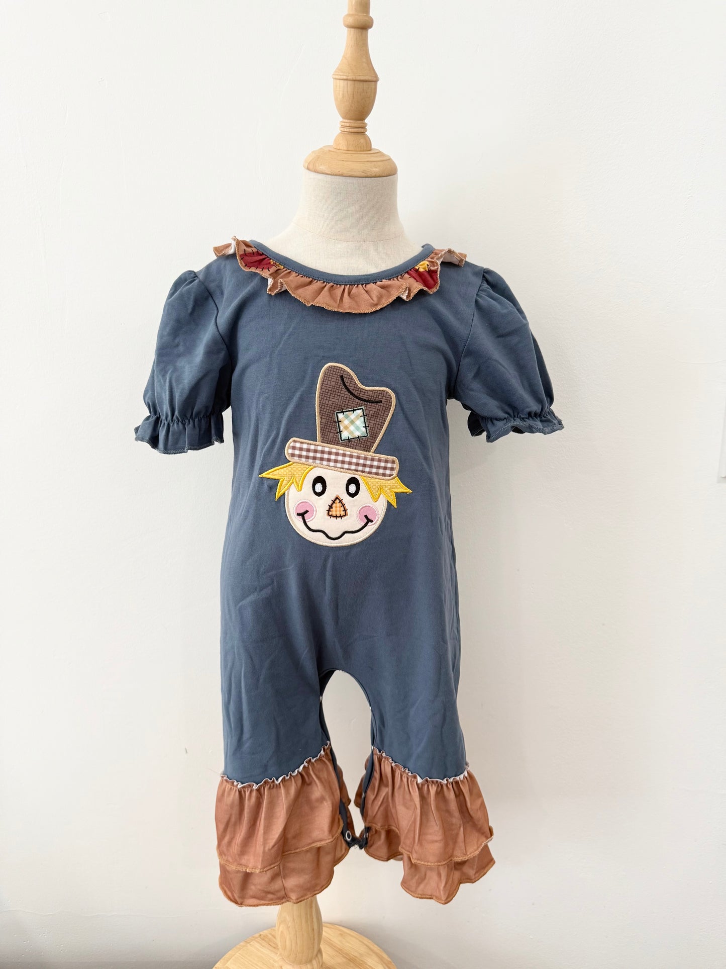 Scarecrow Appliqué Girl Romper