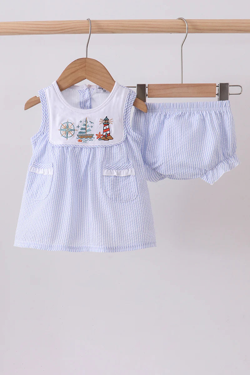 Blue Sailboat Bloomer Set