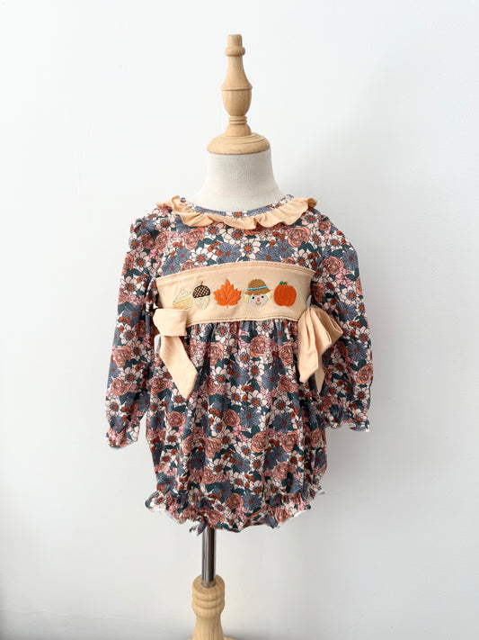Fall Embroidered Girl Bubble