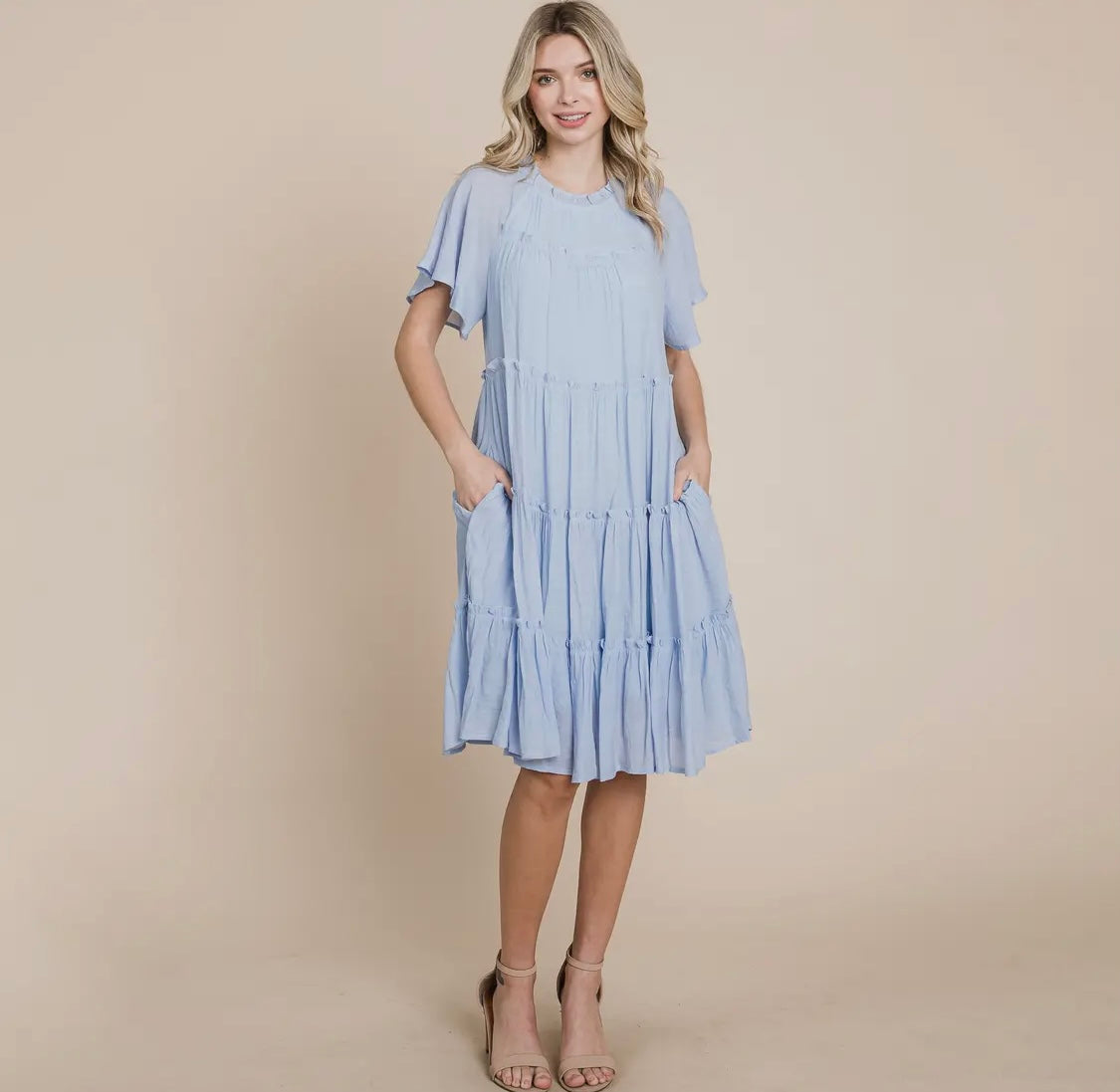 Tiered Babydoll Dress with Pockets