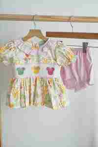 Sweet island character hand smocked bloomer set