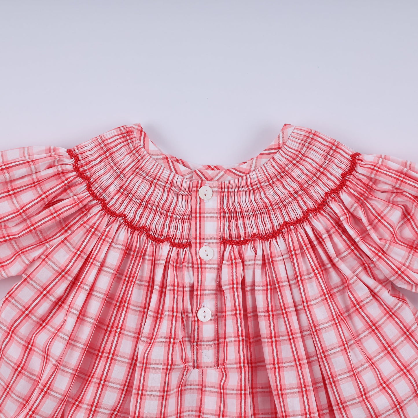 Red christmas santa claus hand smocked plaid bloomer set