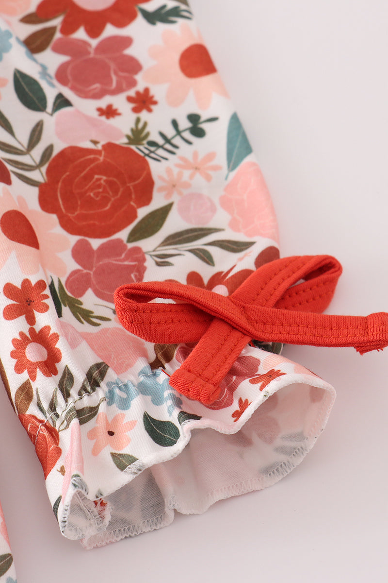 Fox embroidery floral print bloomer set