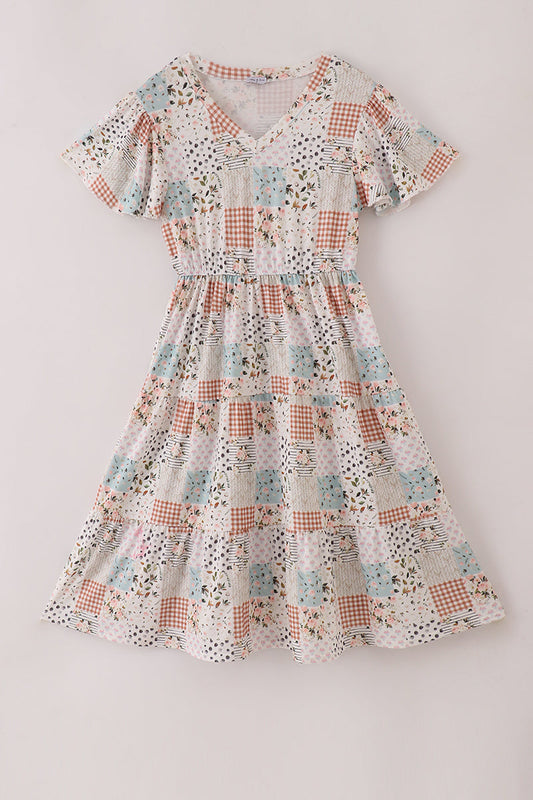 Fall floral print mom dress