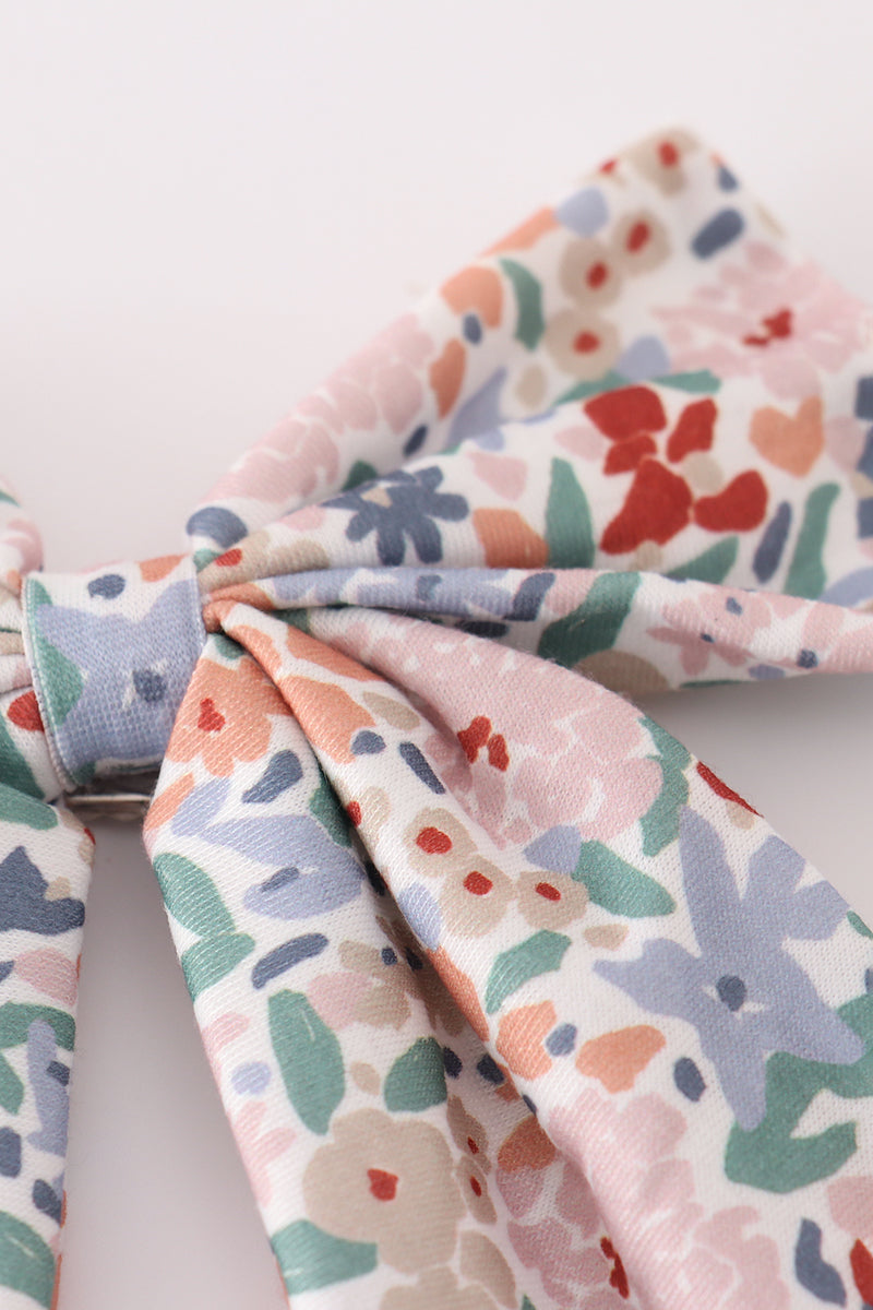 Blue floral print sailor bow