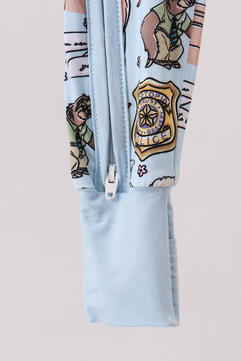 Blue character bamboo romper