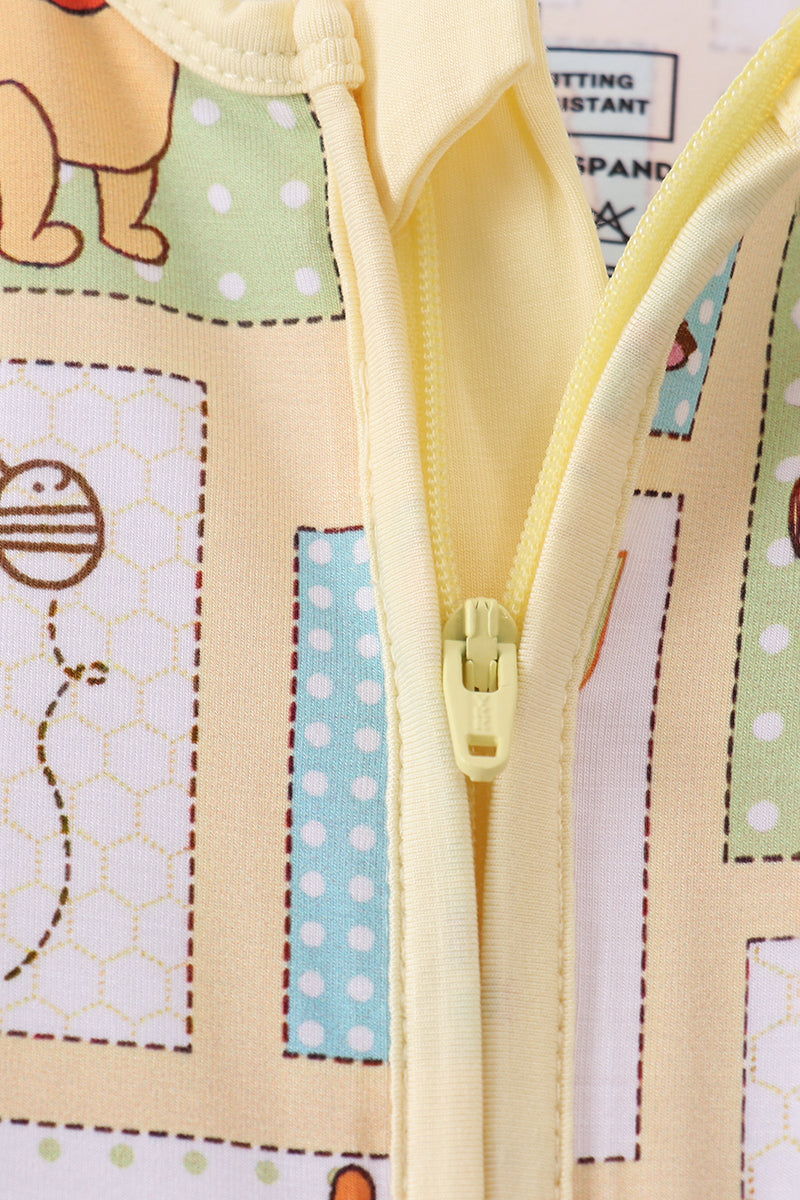 Yellow winnie the pooh bamboo romper