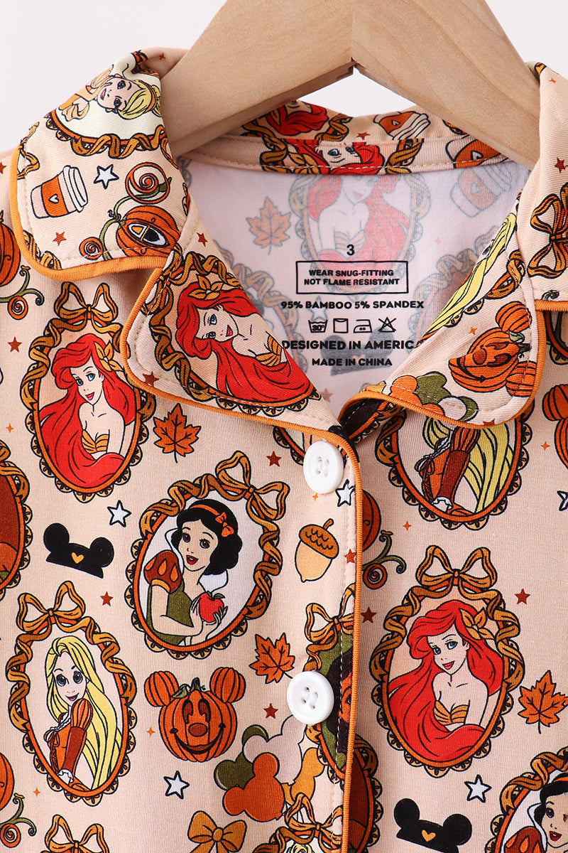 Orange princess bamboo pajama set