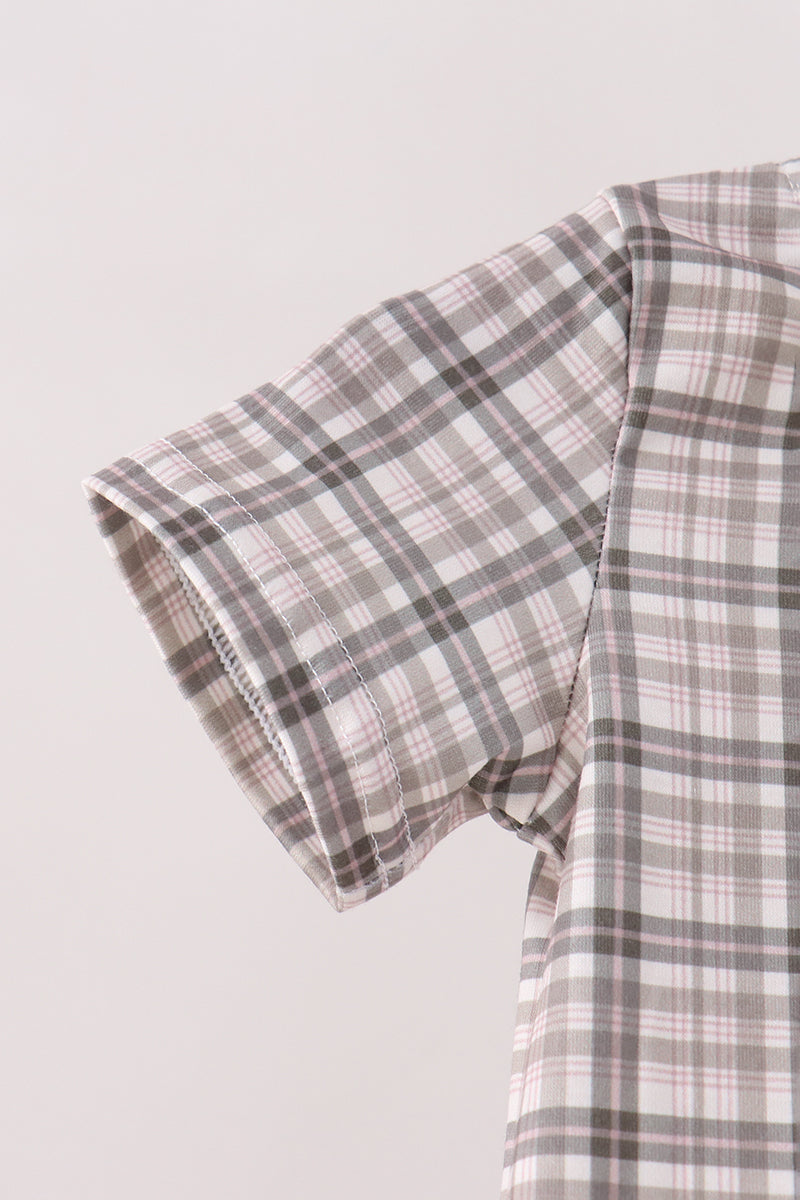 Oat Olive Plaid Romper