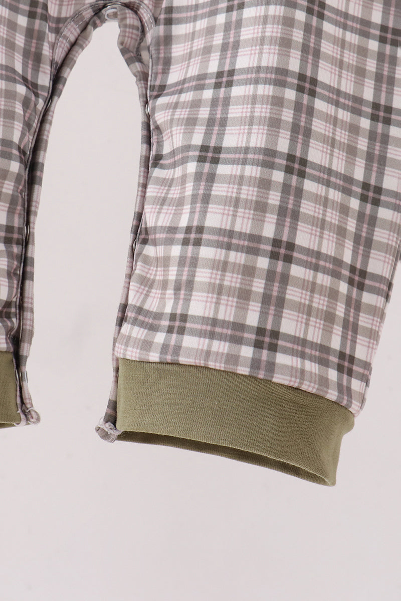 Oat Olive Plaid Romper
