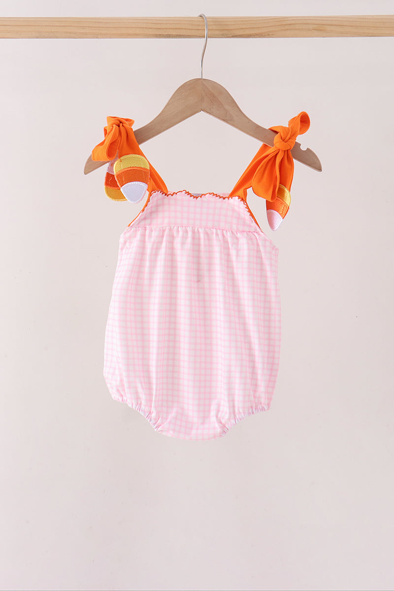 Pink Gingham Candy Corn Bubble