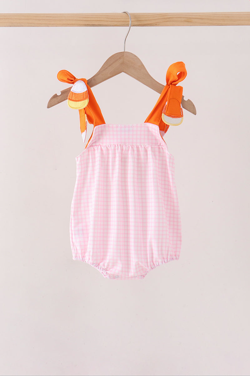 Pink Gingham Candy Corn Bubble