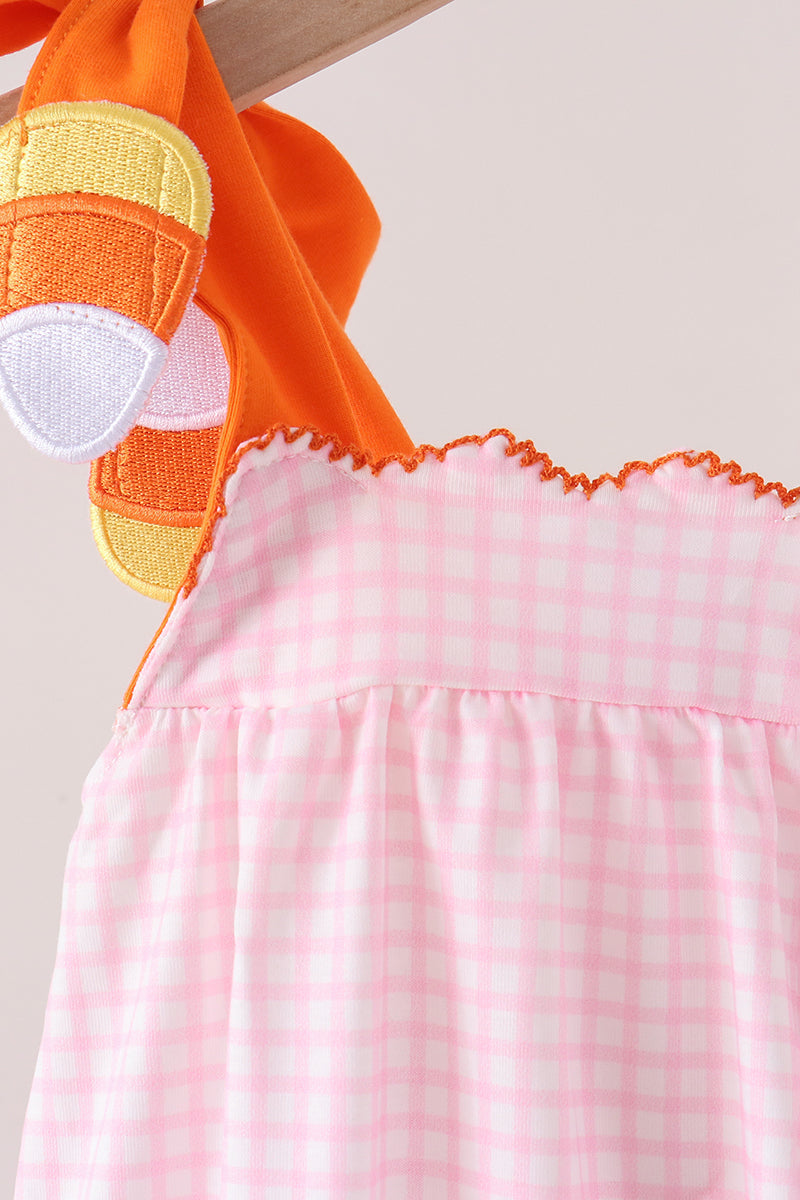 Pink Gingham Candy Corn Bubble