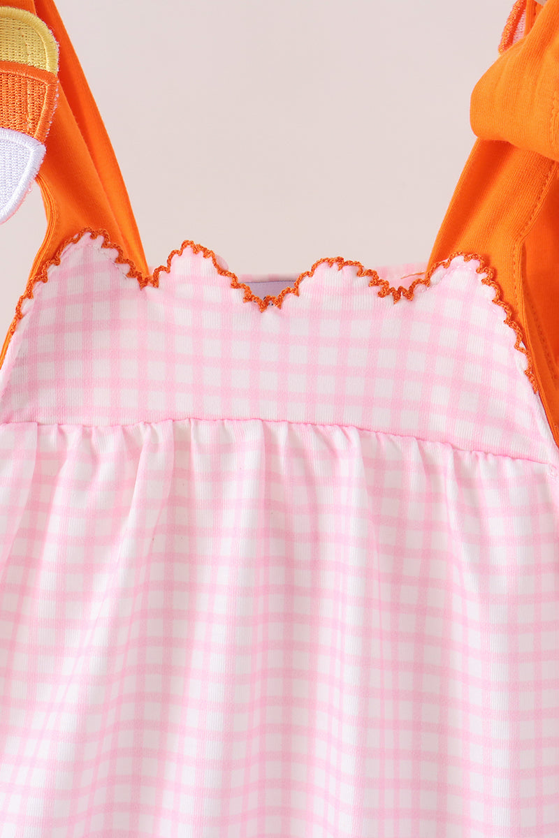 Pink Gingham Candy Corn Bloomer Set