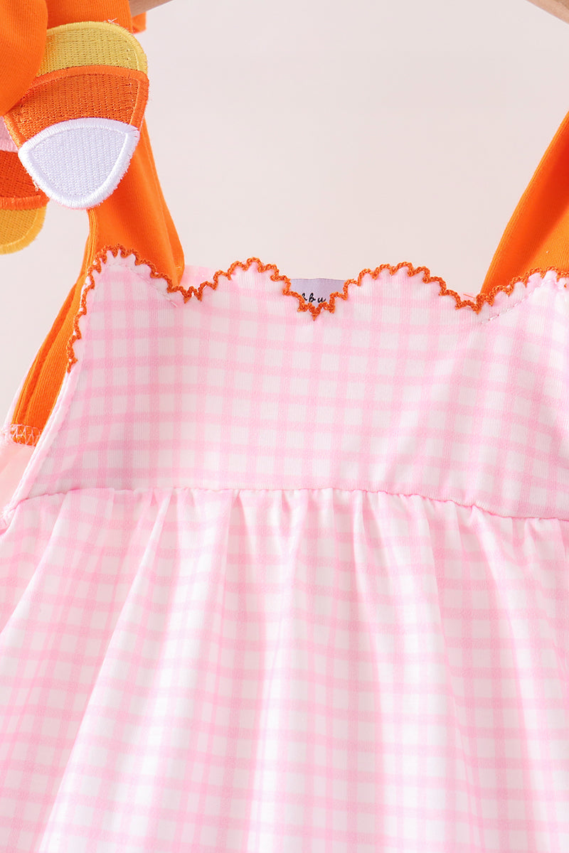 Pink Gingham Candy Corn Ruffle Shorts Set