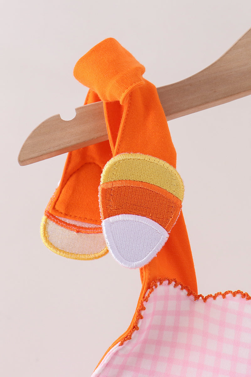 Pink Gingham Candy Corn Dress