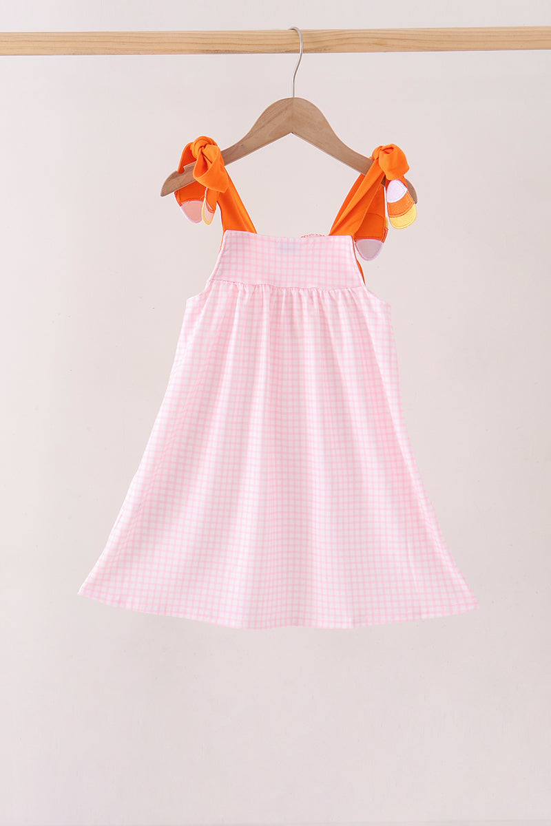 Pink Gingham Candy Corn Dress