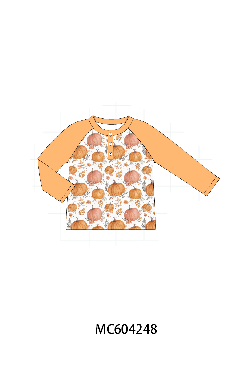Orange Pumpkin Print Top