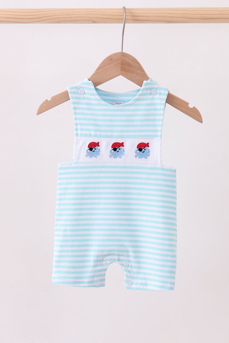 Blue octopus embroidery stripe jonjon