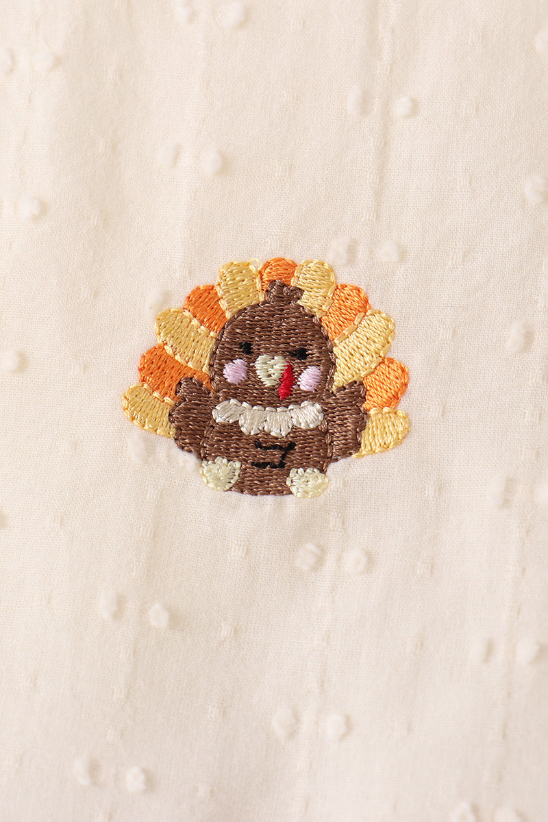 Beige turkey embroidery bloomer set