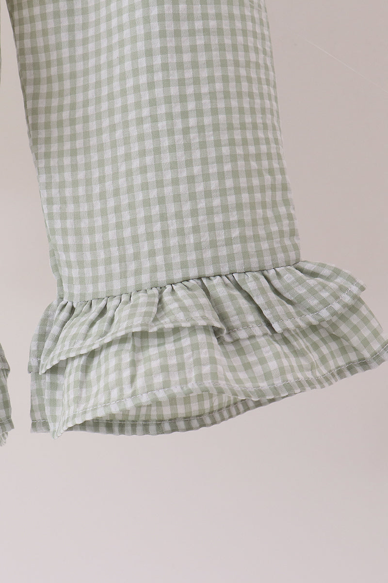 Beige turkey embroidery ruffle pants set