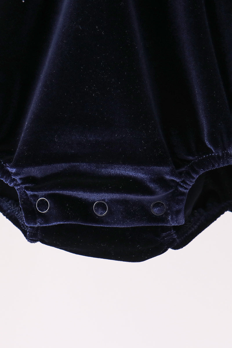 Navy plaid ruffle bubble