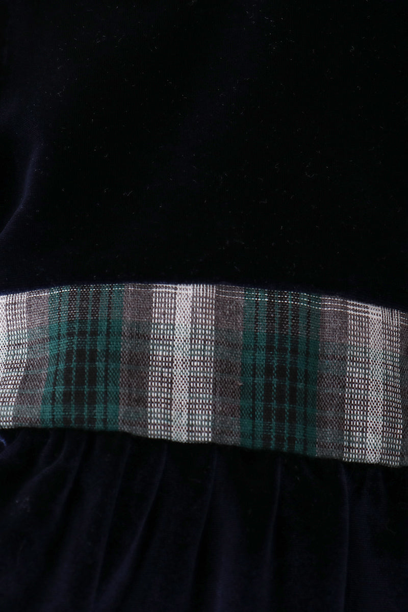 Navy plaid bow dress